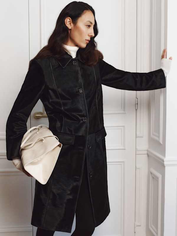 Veda Ariana Trench - Black Calfhair