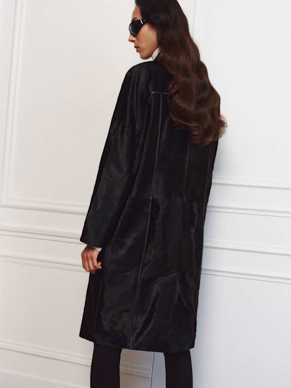 Veda Ariana Trench - Black Calfhair