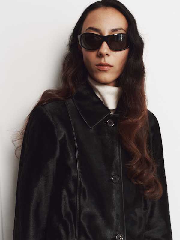 Veda Ariana Trench - Black Calfhair
