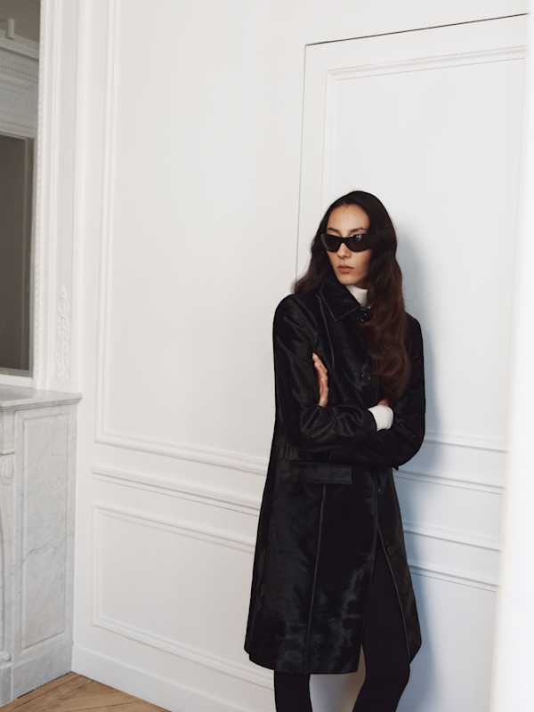 Veda Ariana Trench - Black Calfhair