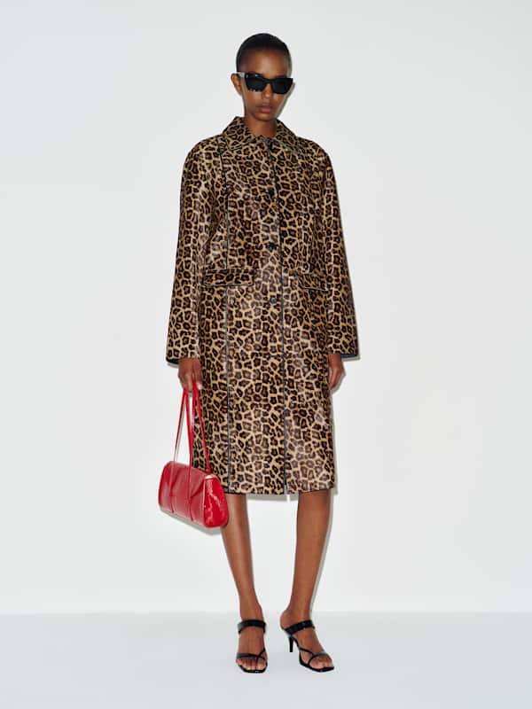 Trench-coat Veda Ariana - Cuir fa&ccedil;on poulain l&eacute;opard