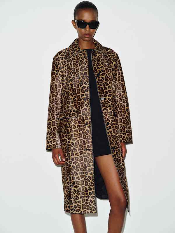 Trench-coat Veda Ariana - Cuir fa&ccedil;on poulain l&eacute;opard