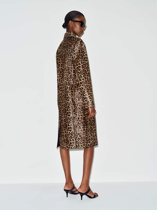 Trench-coat Veda Ariana - Cuir fa&ccedil;on poulain l&eacute;opard