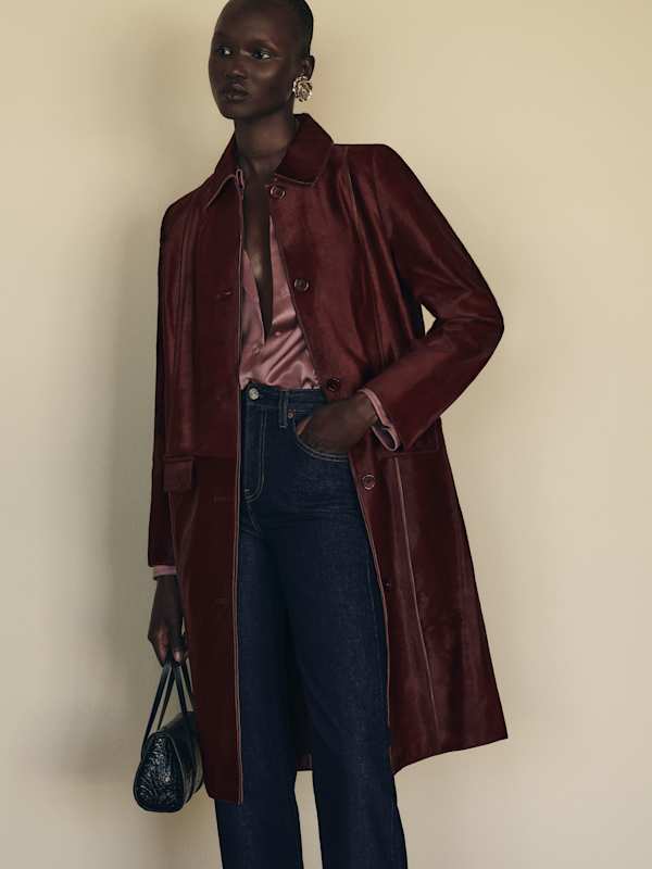 Veda Ariana Trench - Merlot Calfhair