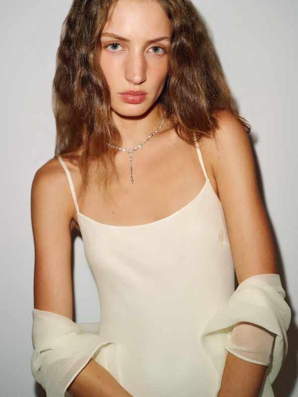Rida Silk Chiffon Dress - Eggshell