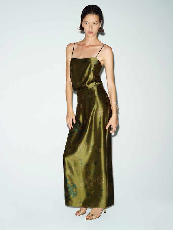 Ofelia Silk Dress - Emerald Tapestry