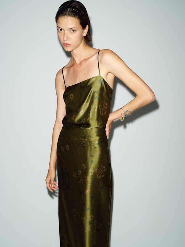 Ofelia Silk Dress - Emerald Tapestry