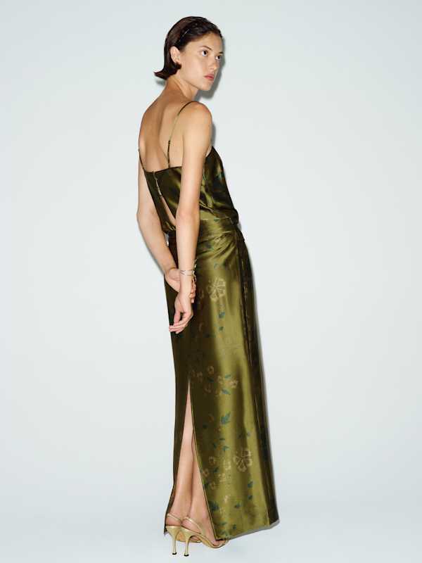 Ofelia Silk Dress - Emerald Tapestry