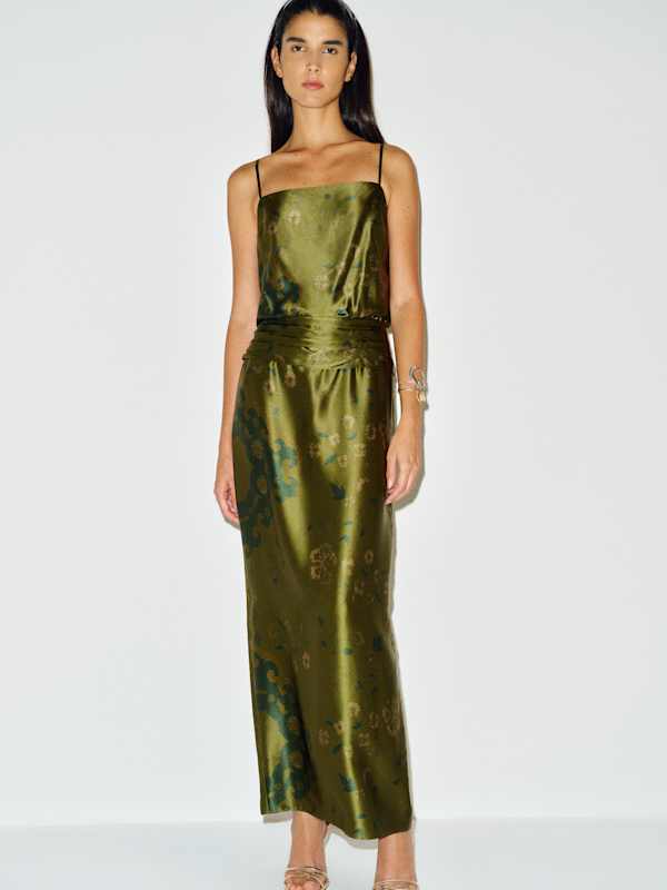 Ofelia Silk Dress - Emerald Tapestry