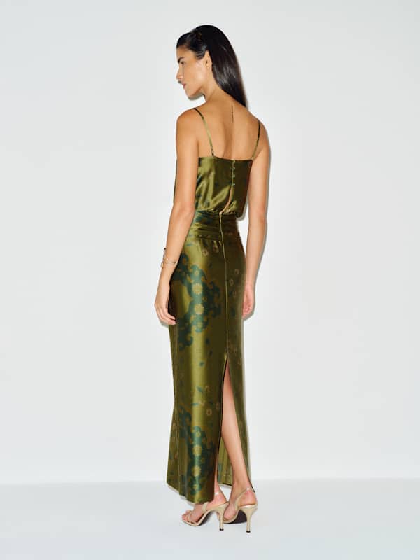 Ofelia Silk Dress - Emerald Tapestry