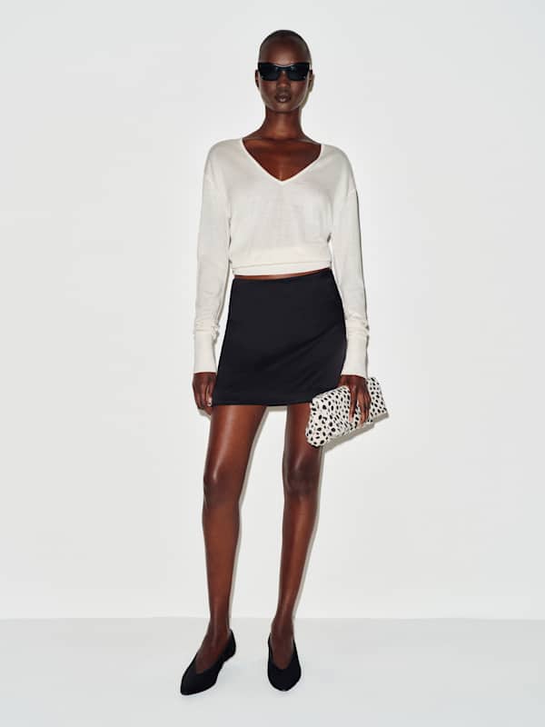 Alexa Satin Skirt - Black