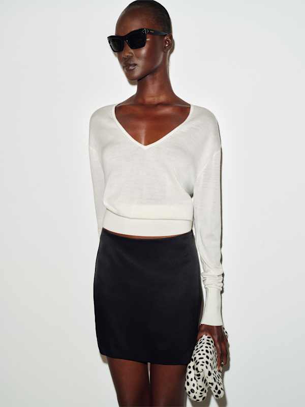 Alexa Satin Skirt - Black