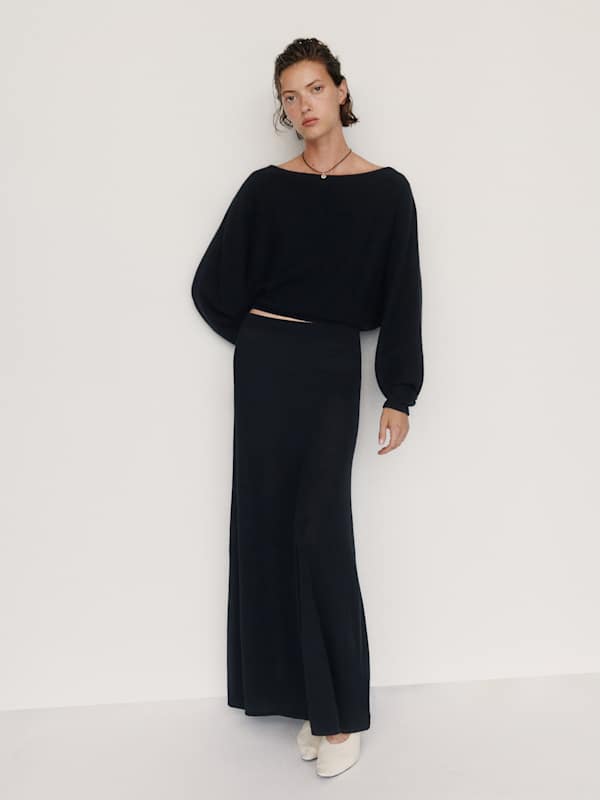 Brianna Cashmere Boatneck Top - Black