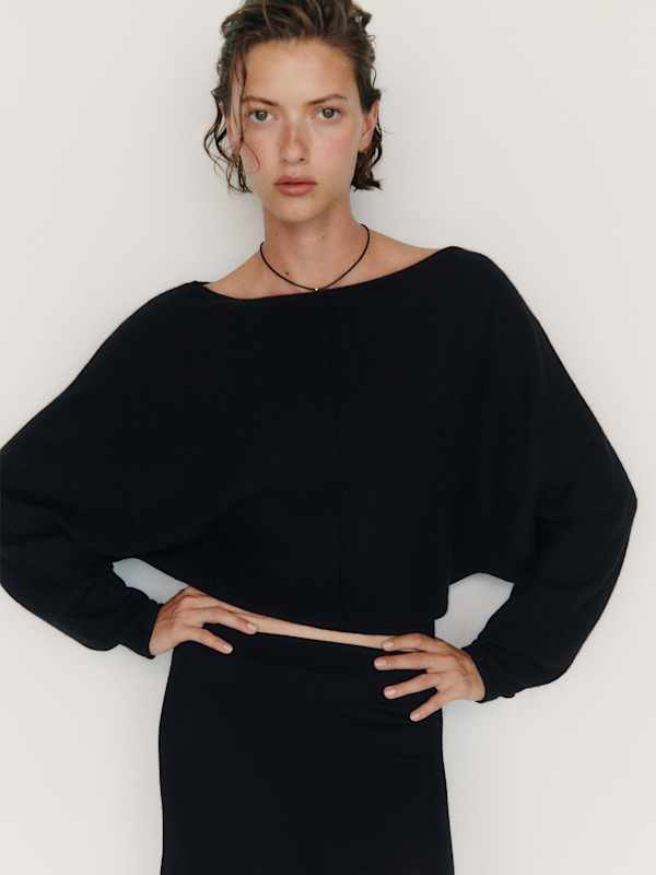 Brianna Cashmere Boatneck Top - Black