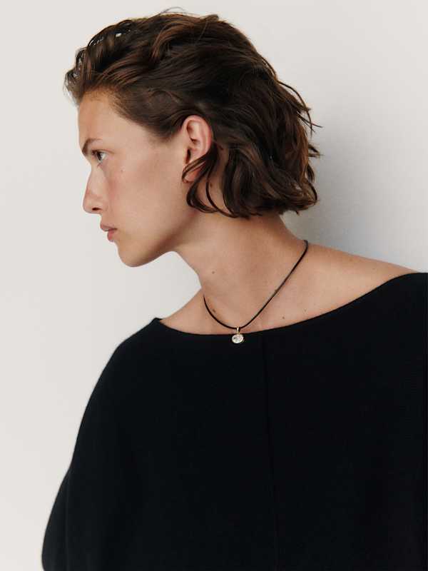Brianna Cashmere Boatneck Top - Black