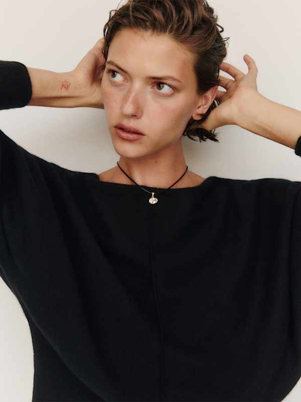 Brianna Cashmere Boatneck Top - Black