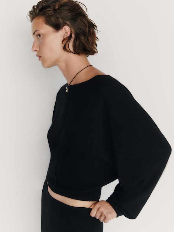 Brianna Cashmere Boatneck Top - Black