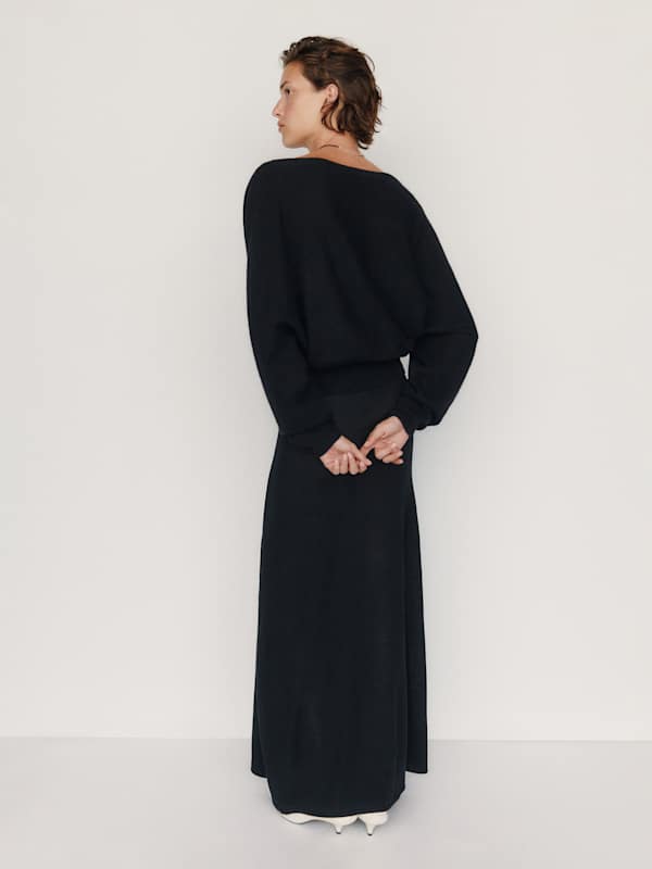 Brianna Cashmere Boatneck Top - Black