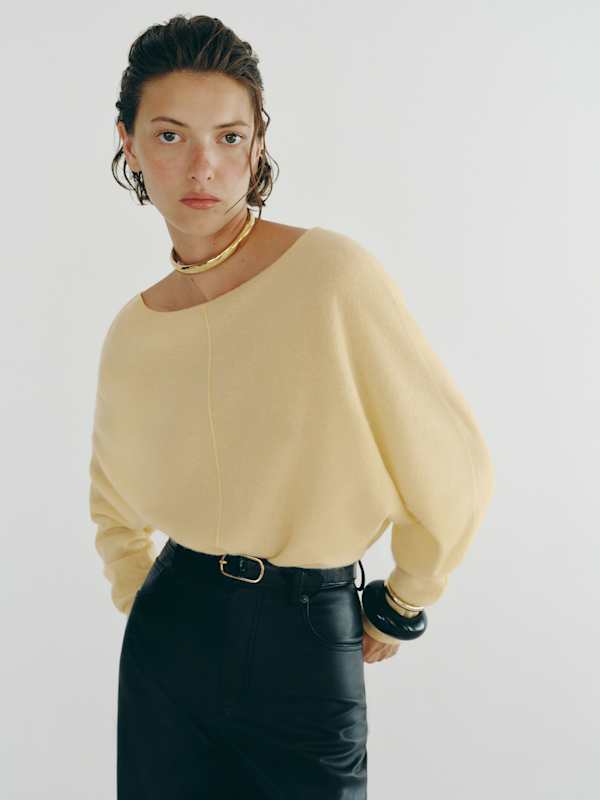 Brianna Cashmere Boatneck Top - Haystack