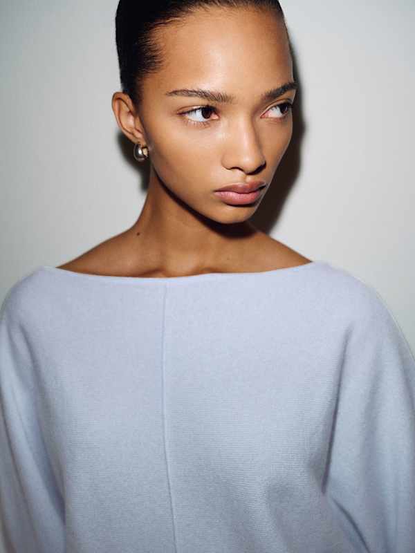 Brianna Cashmere Boatneck Top - Hydrangea