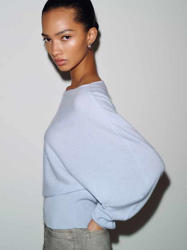 Brianna Cashmere Boatneck Top - Hydrangea