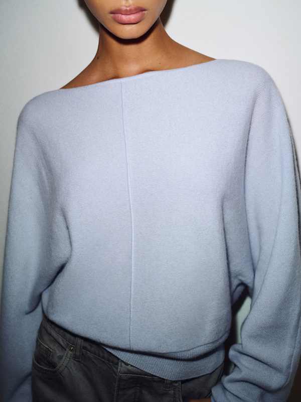 Brianna Cashmere Boatneck Top - Hydrangea