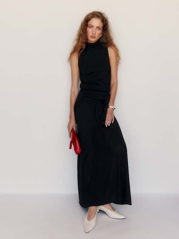 Alicia Regenerative Merino Mock Neck Tank - Black