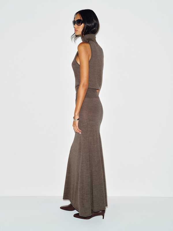 Alicia Regenerative Merino Mock Neck Tank - Cocoa