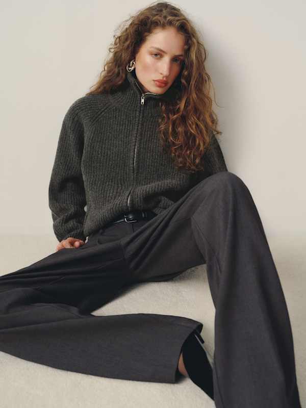 Joann Regen Wool Zip Sweater Jacket - Flannel