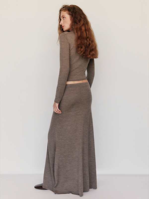 Marissa Regenerative Mock Neck Merino Cardigan - Cocoa