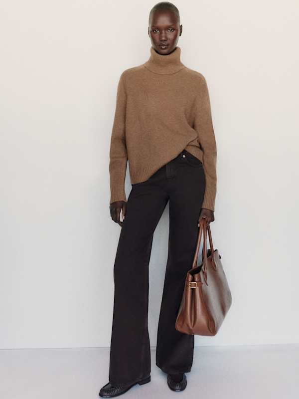 Dove Cashmere Oversized Turtleneck - Heathered Chanterelle