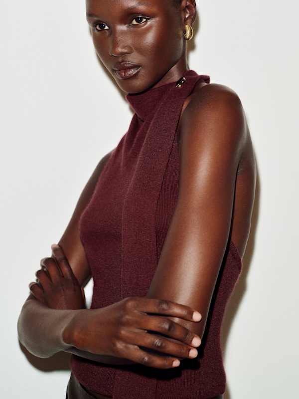 Sarah Cashmere Scarf Tank - Boysenberry