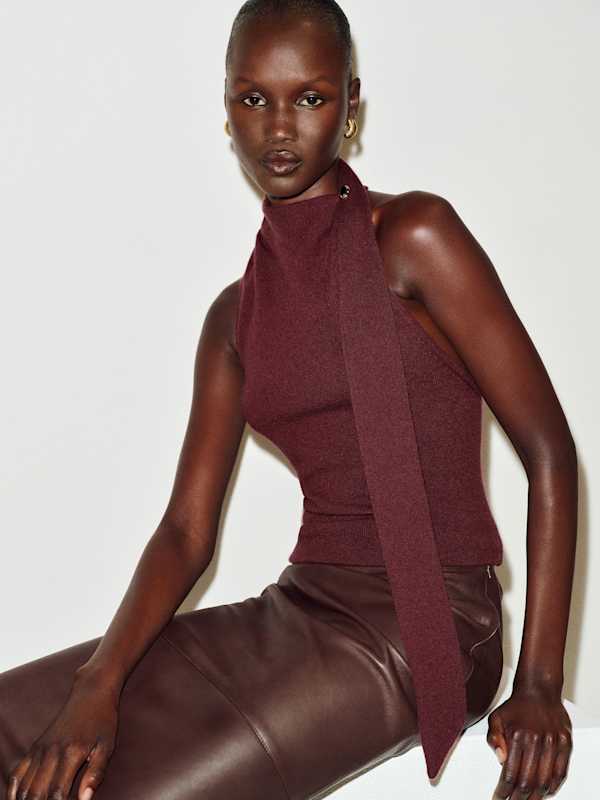 Sarah Cashmere Scarf Tank - Boysenberry