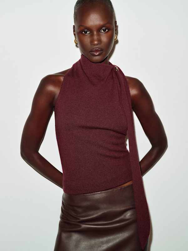Sarah Cashmere Scarf Tank - Boysenberry