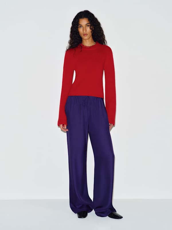 Ashley Regenerative Wool Crew - Crimson