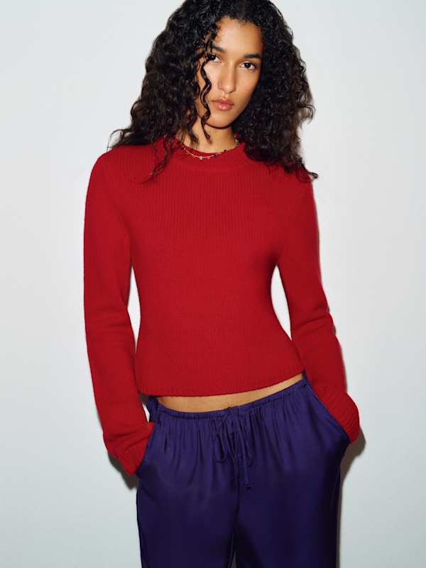 Ashley Regenerative Wool Crew - Crimson