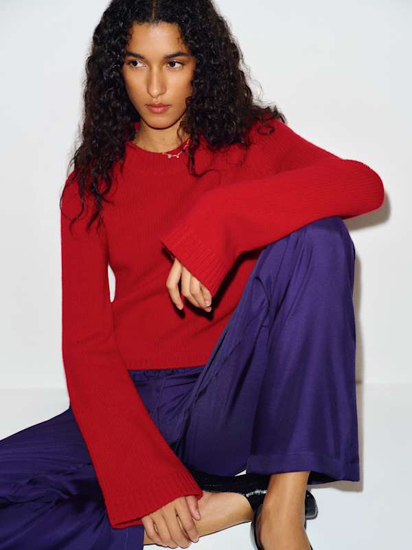 Ashley Regenerative Wool Crew - Crimson