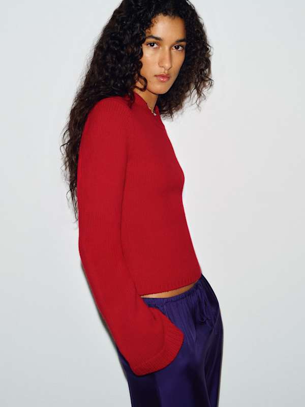 Ashley Regenerative Wool Crew - Crimson