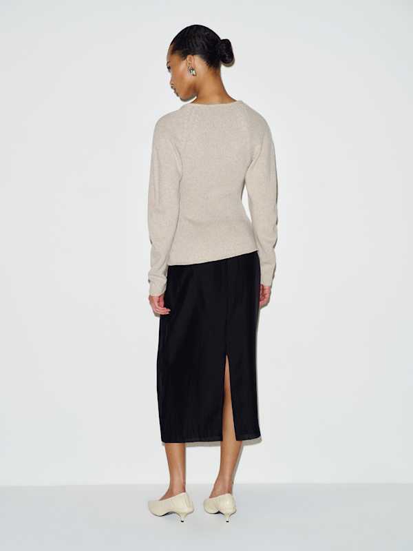 Beth Cashmere Peplum Sweater - Alabaster Moulin&eacute;