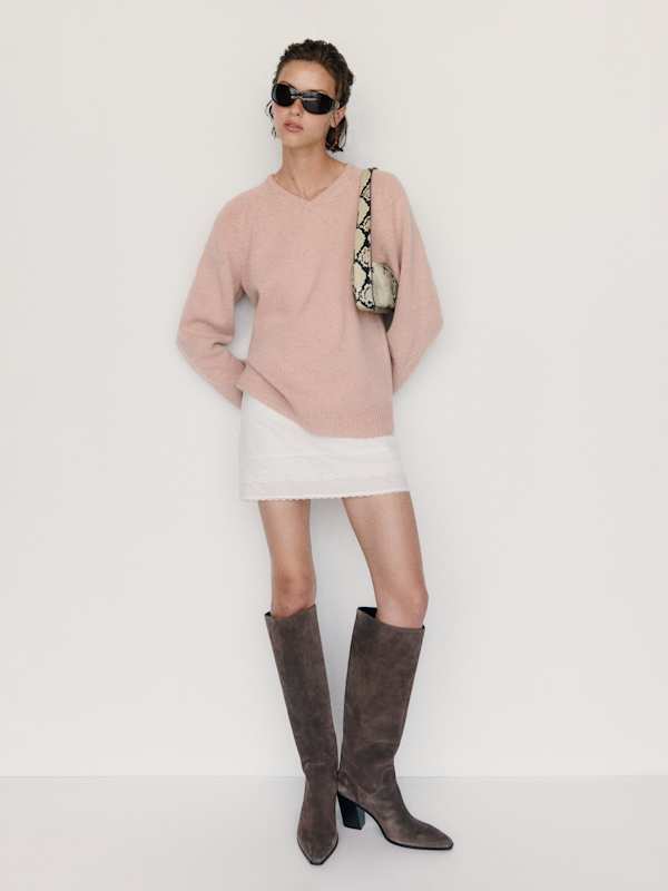 Sydney Regenerative Wool V-Neck Sweater - Neapolitan Donegal