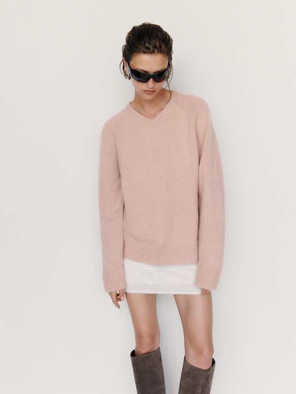 Sydney Regenerative Wool V-Neck Sweater - Neapolitan Donegal