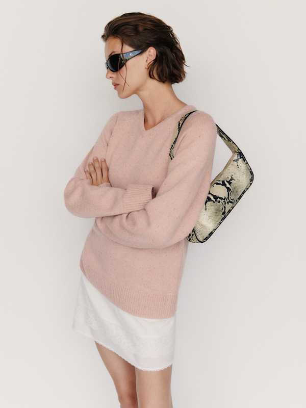 Sydney Regenerative Wool V-Neck Sweater - Neapolitan Donegal
