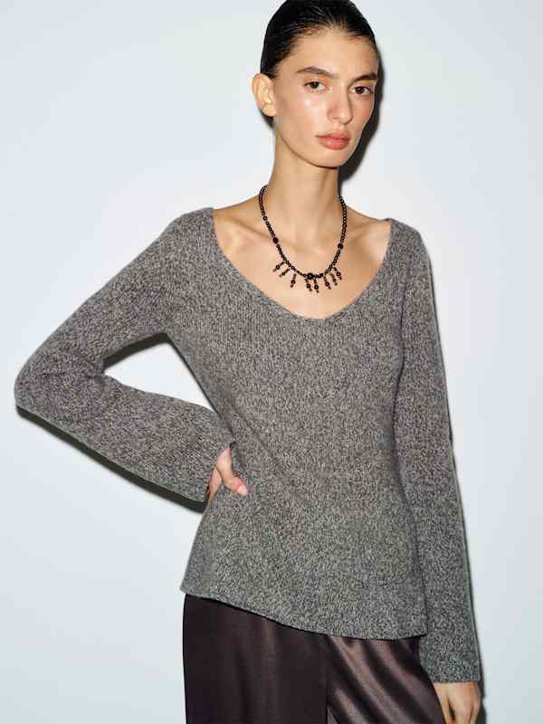 Nicoletta Regenerative Wool Scoop Neck Sweater - Granite Moulin&eacute;