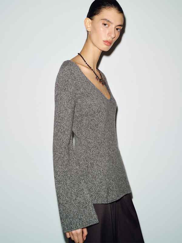 Nicoletta Regenerative Wool Scoop Neck Sweater - Granite Moulin&eacute;