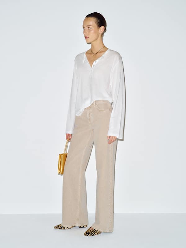 Marcus Oversized Henley Tee - White