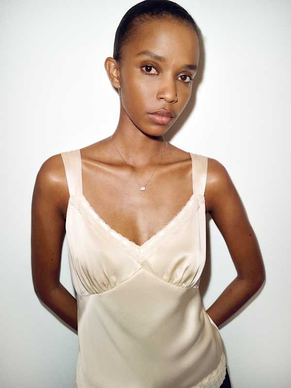 Salome Silk Top - Almond
