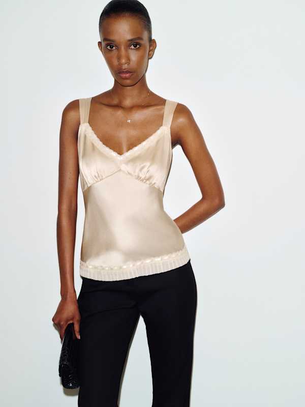 Salome Silk Top - Almond