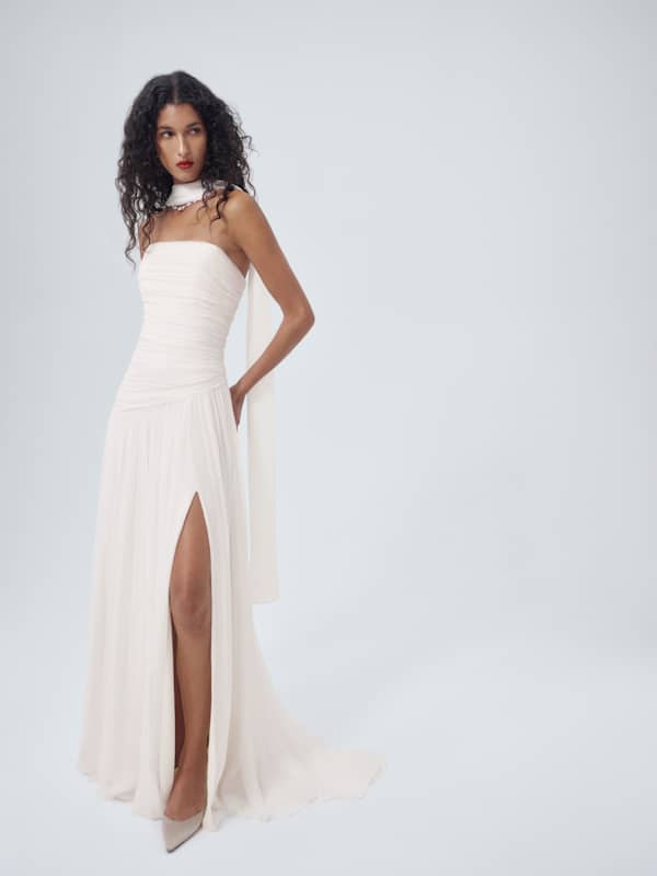 Aniela Silk Chiffon Dress - Mascarpone