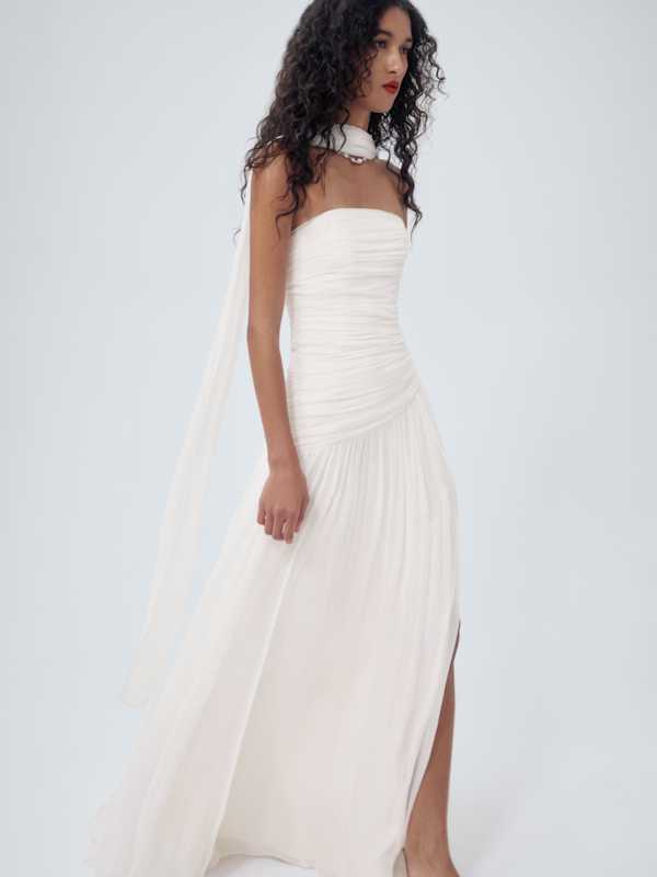 Aniela Silk Chiffon Dress - Mascarpone
