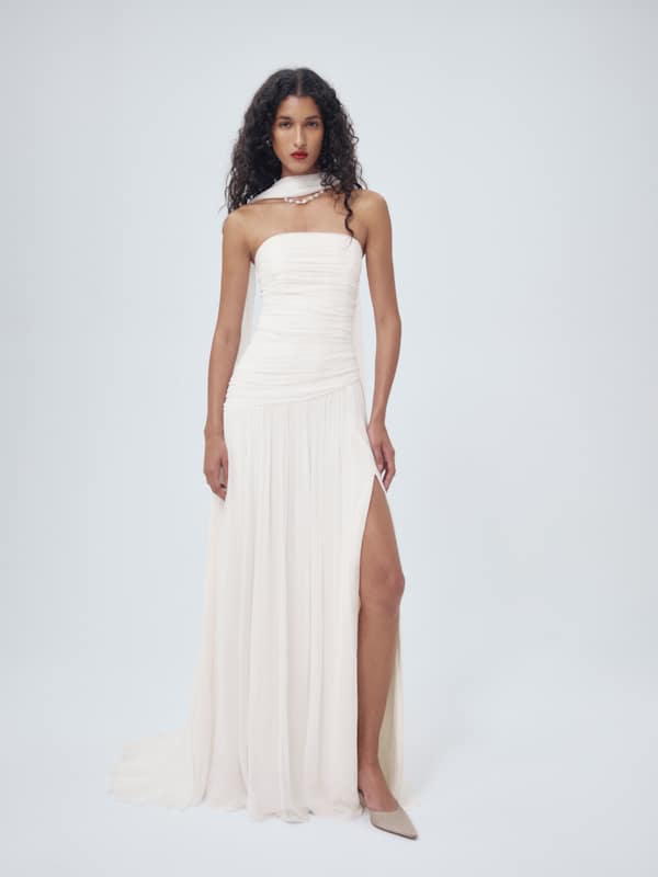 Aniela Silk Chiffon Dress - Mascarpone